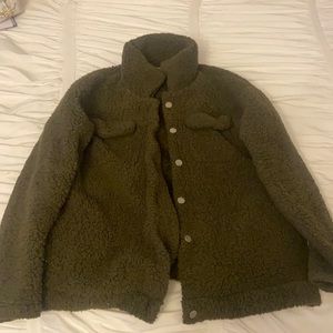 Ecowish green fuzzy jacket